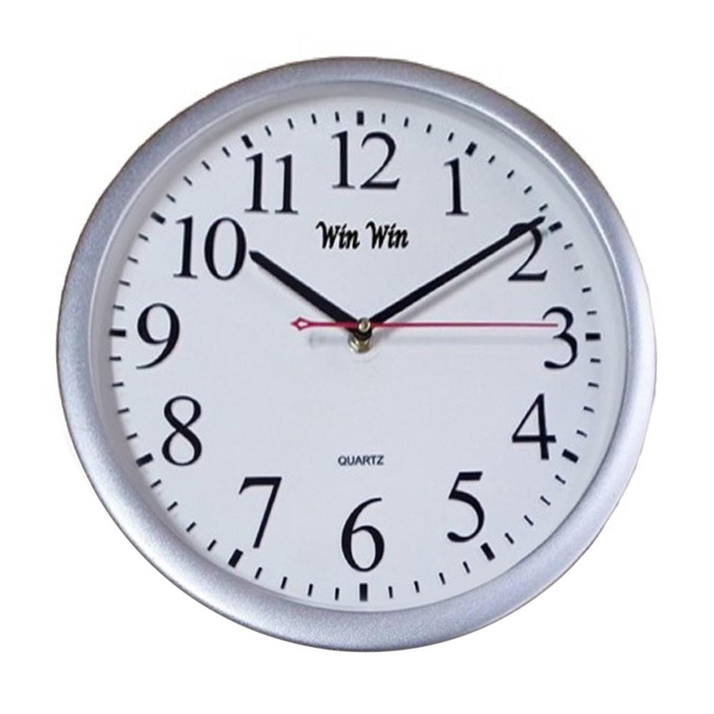 นาฬิกาแขวน WIN WIN CLOCK12.5 12.5 นิ้ว สีเงิน