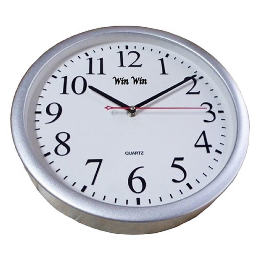 นาฬิกาแขวน WIN WIN CLOCK12.5 12.5 นิ้ว สีเงิน