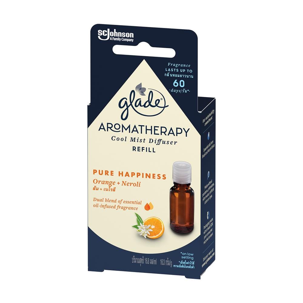 รีฟิลเครื่องพ่นสเปรย์ GLADE AROMATHERAPY COOL MIST DIFFUSER 16.8ml กลิ่นส้มและเนโรลี