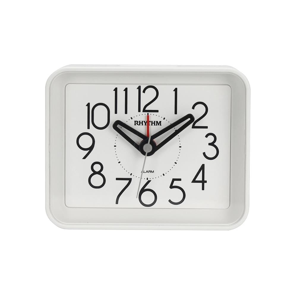 นาฬิกาตั้งโต๊ะพลาสติก RHYTHM CRE891WR03 3X2 นิ้ว สีขาว