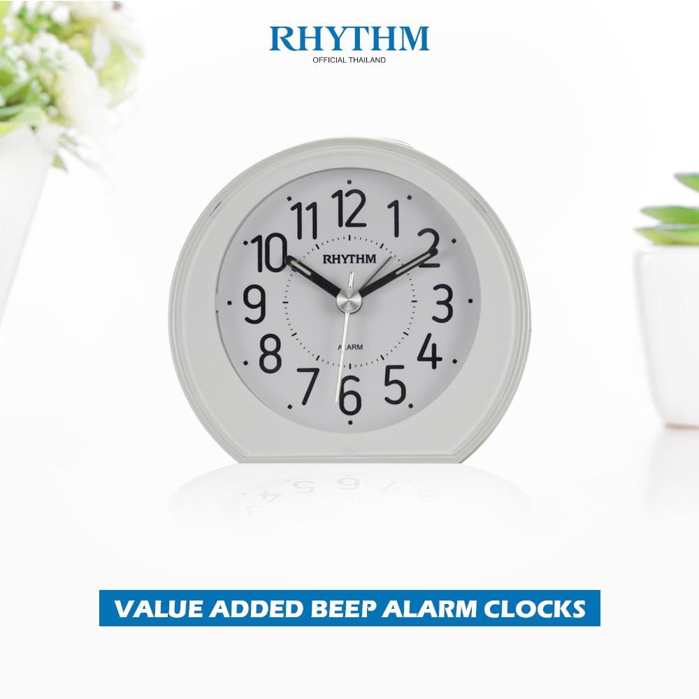 นาฬิกาตั้งโต๊ะพลาสติก RHYTHM CRE897NR03 3 นิ้ว สีขาว