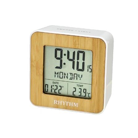 นาฬิกาตั้งโต๊ะดิจิทัล RHYTHM LCT085NR03 2.5X2.5 นิ้ว สีขาว