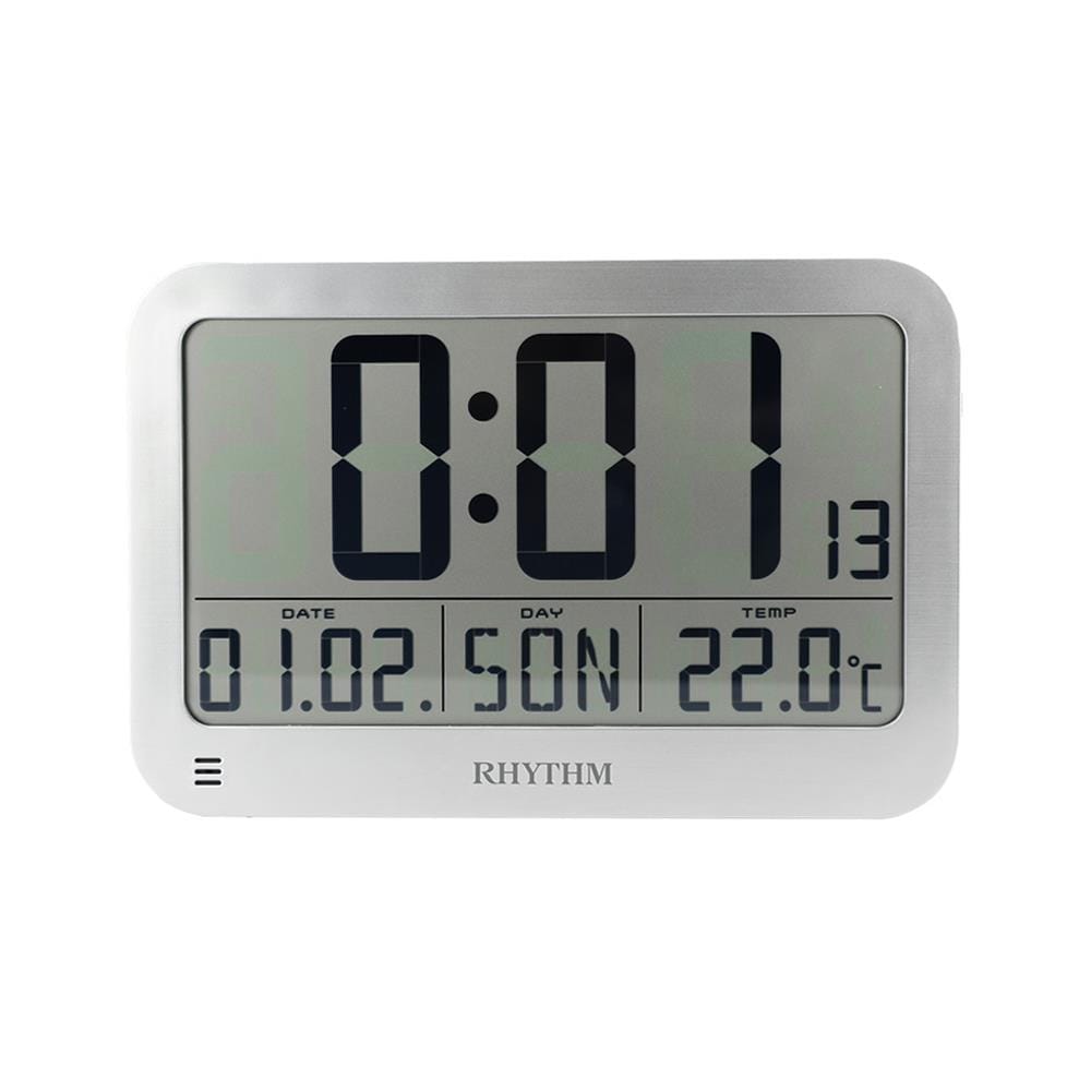 นาฬิกาตั้งโต๊ะดิจิทัล RHYTHM LCT084NR19 8.5X5.5 นิ้ว สีเงิน