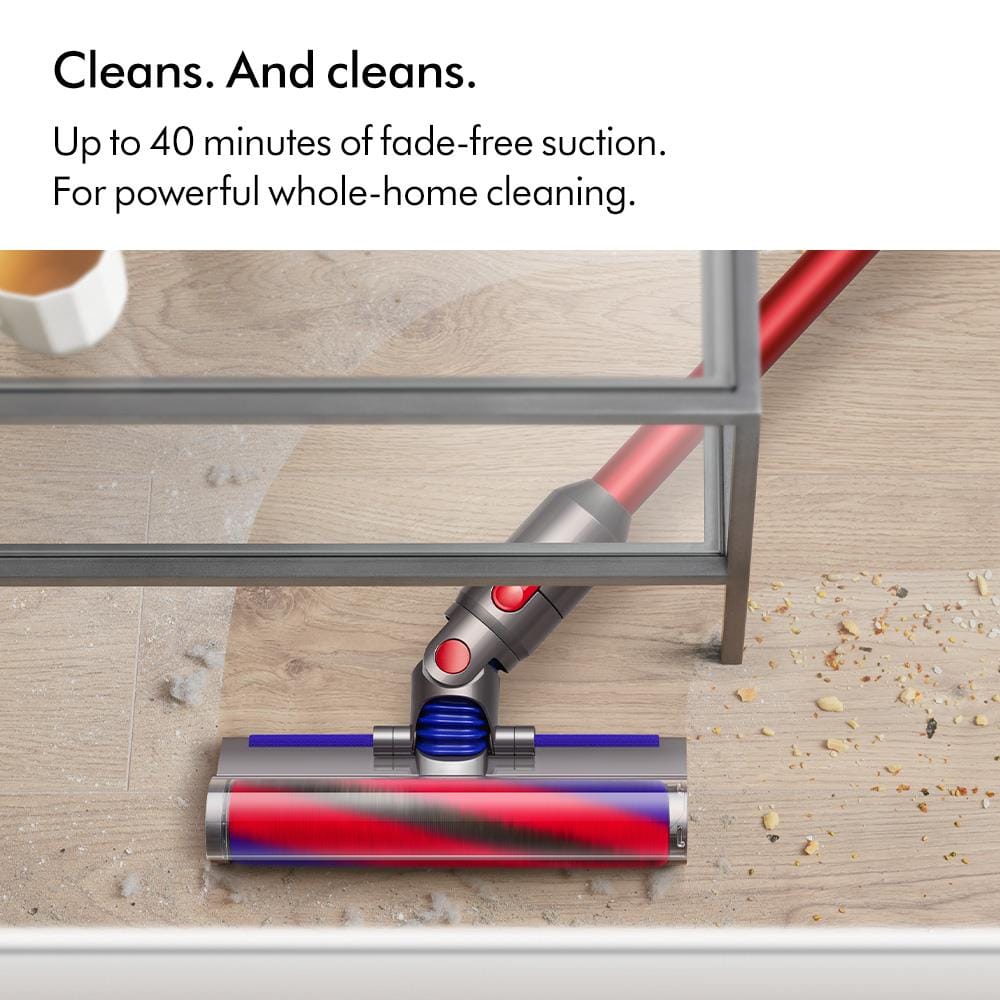 เครื่องดูดฝุ่นแบบด้าม DYSON SV10K V8 SLIM FLUFFY IRON / SPRAYED NICKEL / RED