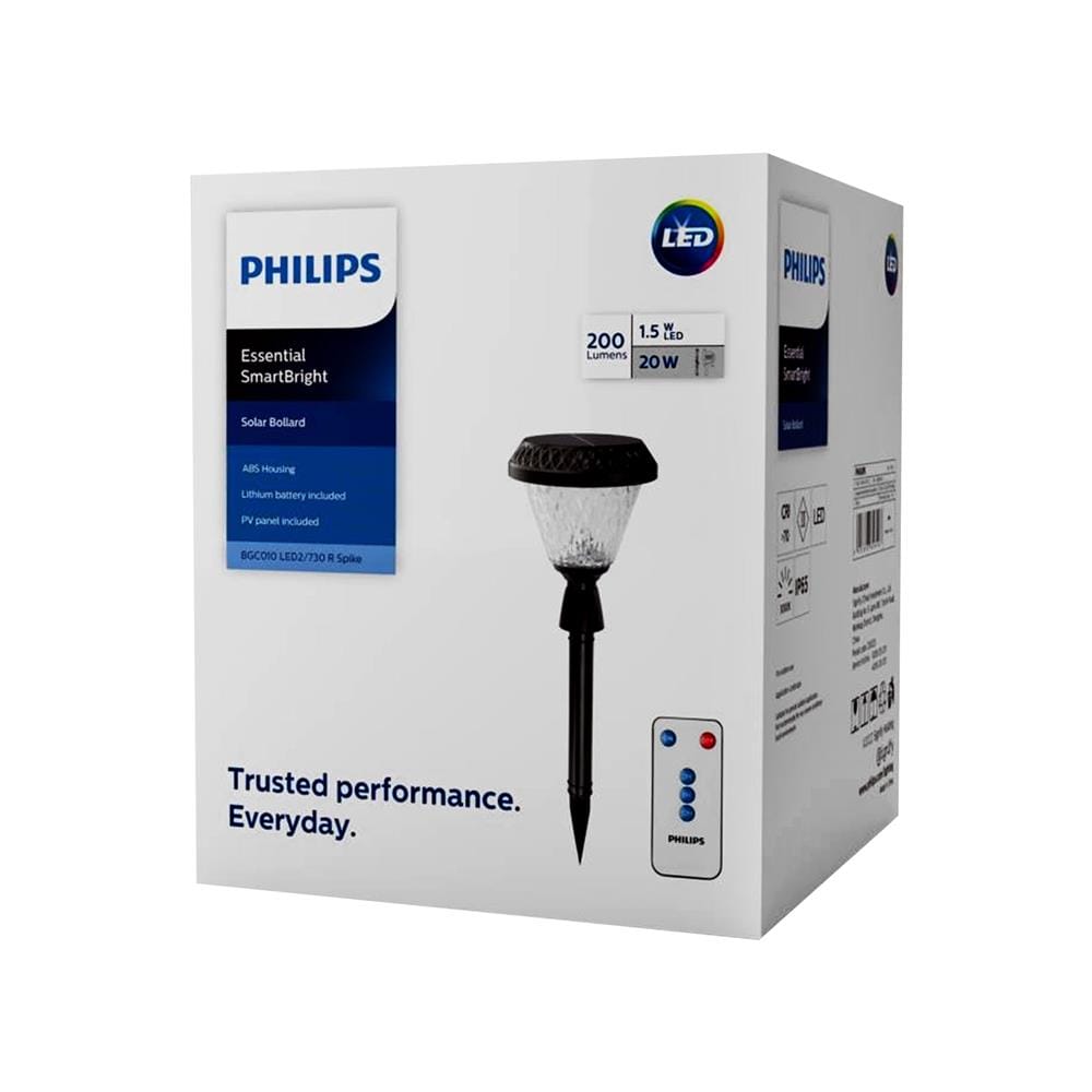 ไฟทางเดิน SOLAR PHILIPS BGC010 LED2/730 R SPIK 1.5 วัตต์ WARM WHITE สีดำ