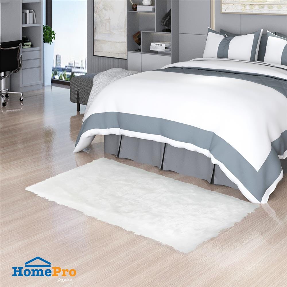 พรมขนแกะเทียม HOME LIVING STYLE 100X180 ซม. สีขาว