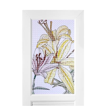 ชุดประตูห้องน้ำ UPVC AZLE ดอกลิลลี่ 70X200 ซม. สีขาว พร้อมวงกบ ไม่เจาะลูกบิด_2