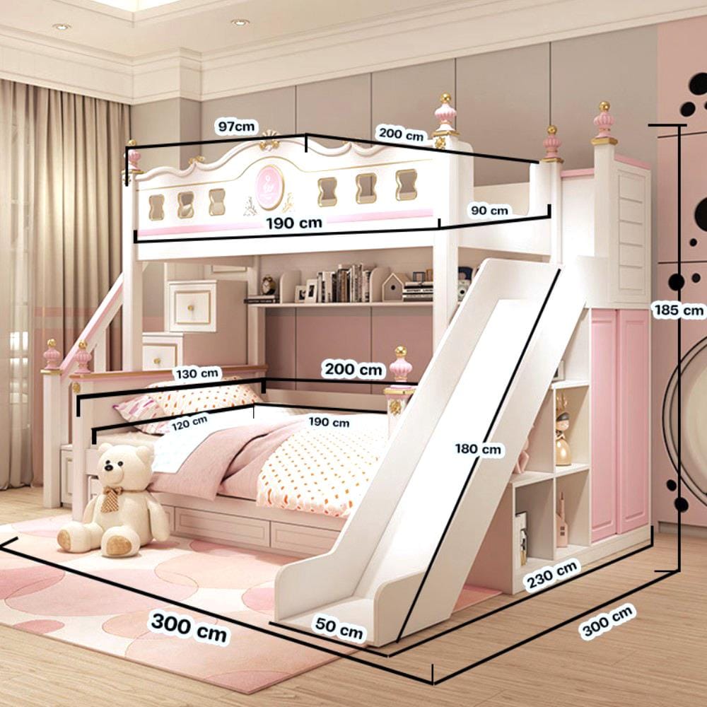 เตียง 2 ชั้น 4 ฟุต DREAM CAR KID QUEEN SLIDER 1007-4 สีชมพู/ขาว