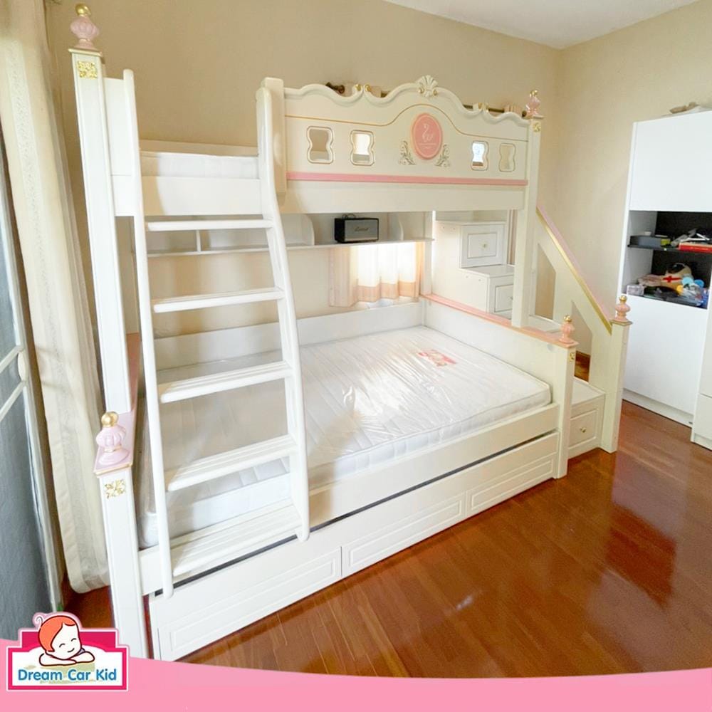 เตียง 2 ชั้น 5 ฟุต DREAM CAR KID QUEEN 1007-5 สีชมพู/ขาว