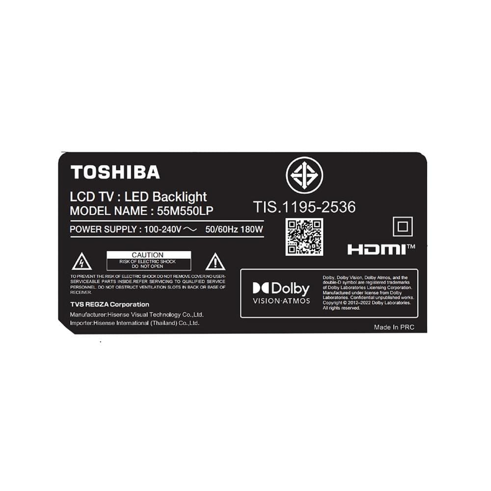 ทีวีแอลอีดี 55 นิ้ว TOSHIBA (4K, LED, GOOGLE TV) 55M550LP
