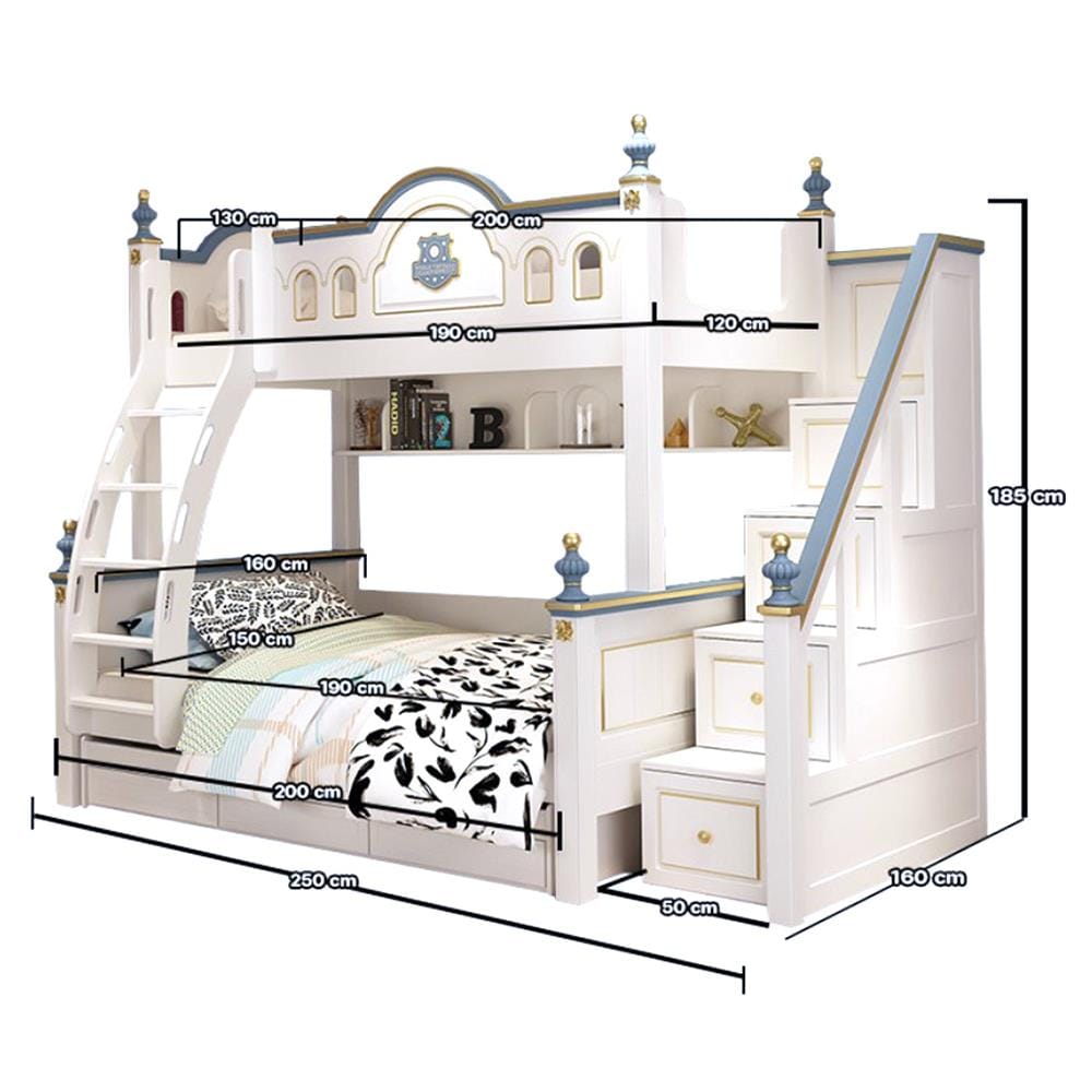 เตียง 2 ชั้น 5 ฟุต DREAM CAR KID CASTLE 1006-5 สีน้ำเงิน/ขาว