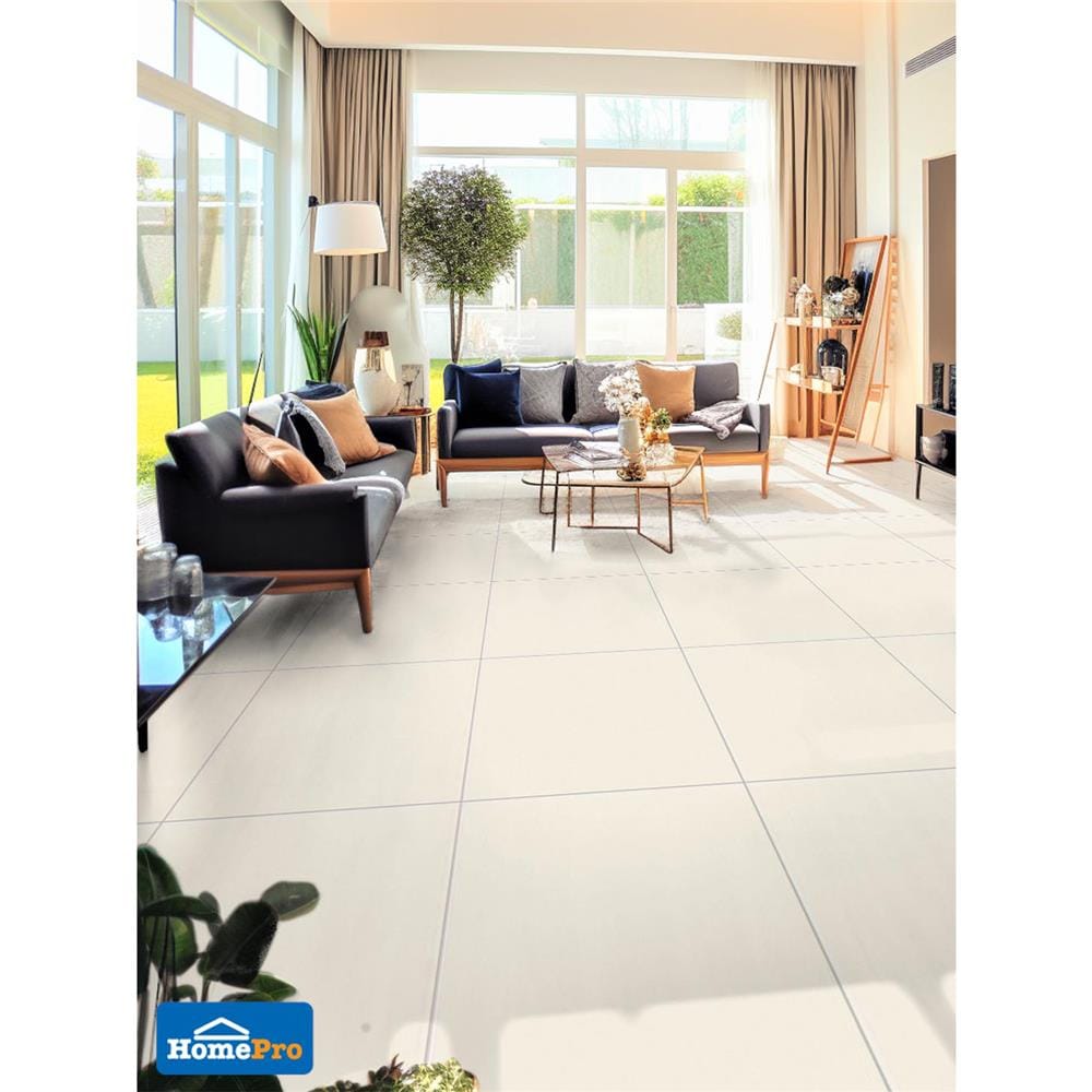 กระเบื้องพื้นพอร์ซเลน 60x60 ซม. TARA ซุปเปอร์ ไวท์ ครีม A 1.44M2
