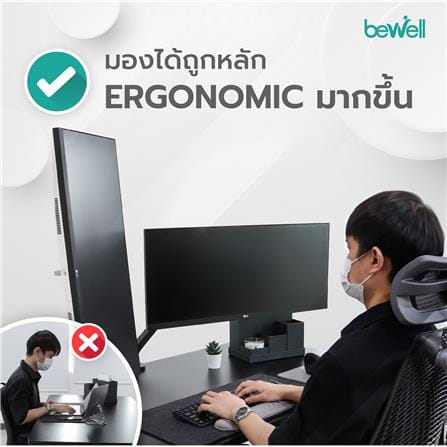 แขนจับจอมอนิเตอร์แบบจอคู่ BEWELL EA07 สีดำ_9