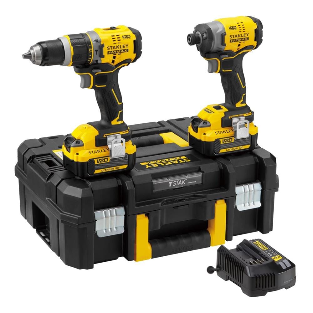 ชุดสว่านและไขควงกระแทกไร้สาย (พร้อมแบตเตอรี่) STANLEY SBDI469M2T-B1 20 โวลต์
