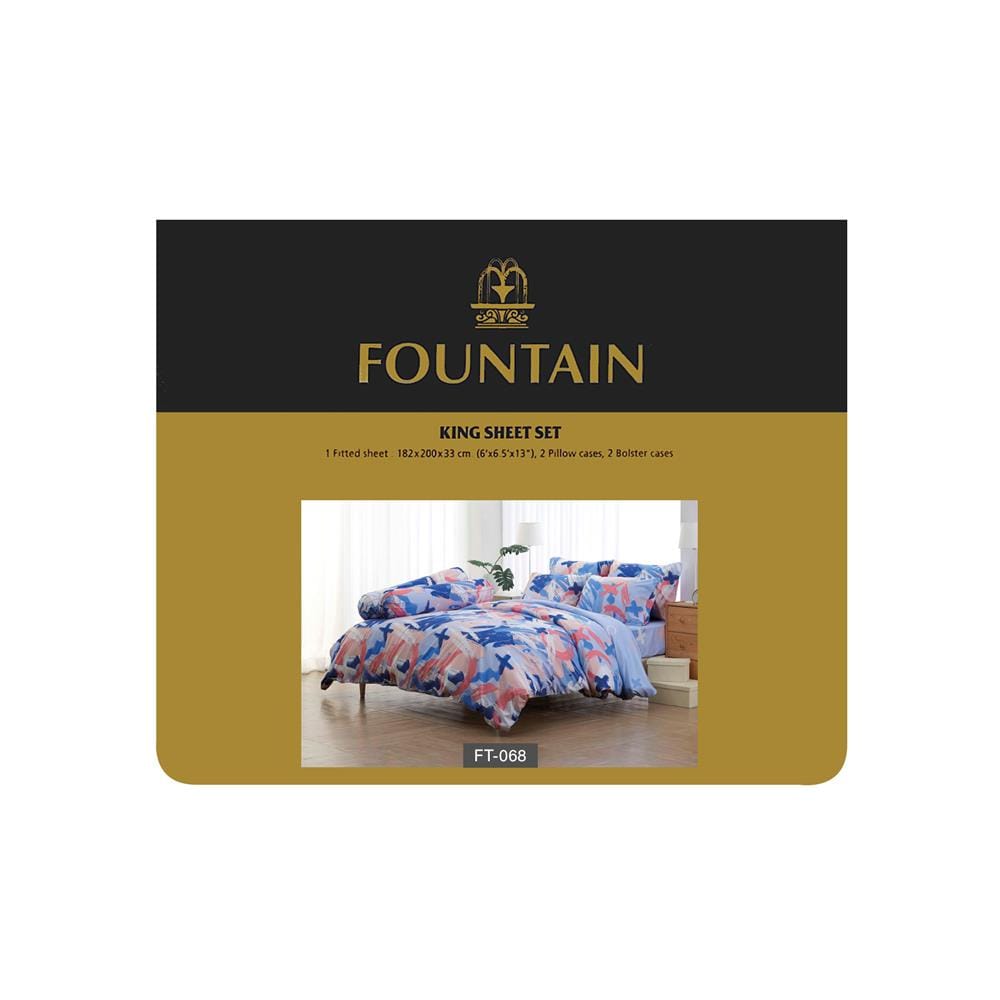 ชุดผ้าปูที่นอน 6 ฟุต 5 ชิ้น FOUNTAIN PRINTED 70106-FT068