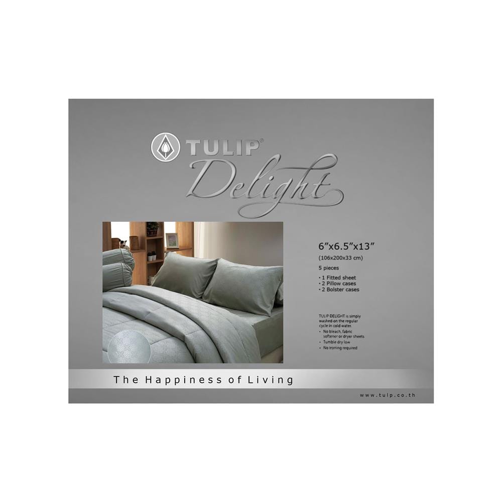 ชุดผ้าปูที่นอน 6 ฟุต 5 ชิ้น TULIP DELIGHT 60056-DL535
