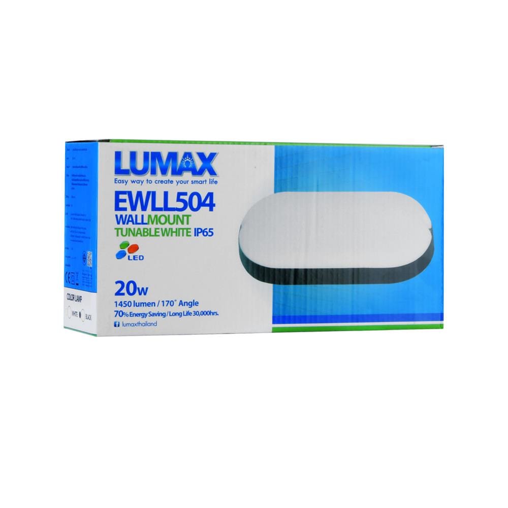 ไฟผนังภายนอก LED LUMAX 65-A0446 20 วัตต์ DAYLIGHT/COOL WHITE/WARM WHITE สีดำ