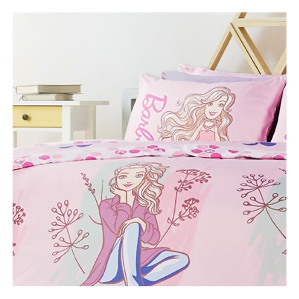 ชุดผ้าปูที่นอน 3.5 ฟุต 4 ชิ้น PREMIER SATIN BARBIE PM002