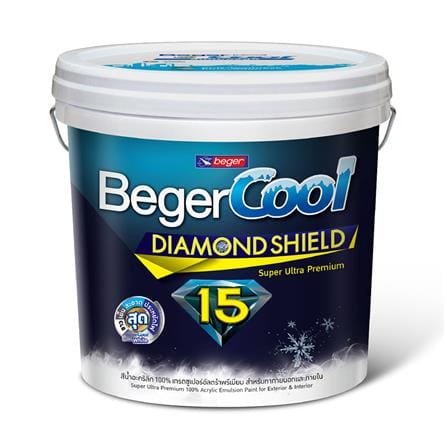 สีน้ำทาภายนอก BEGERCOOL DIAMONDSHIELD 15 #SW-8800 สี SUPER WHITE เนียน 2.5 แกลลอน_0