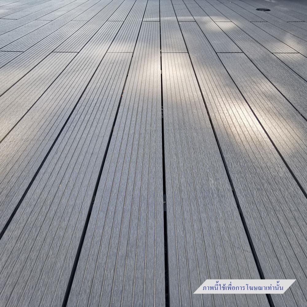 ไม้พื้นภายนอก WPC แบบกลวง WATSADUNIYOM 13.5X240X2.5 ซม. สีเทาดำ