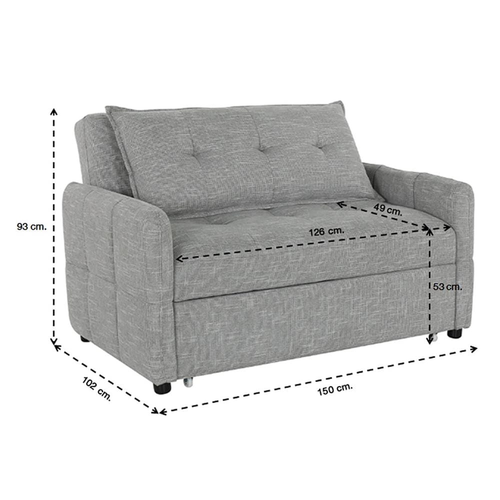 โซฟาเบด 2 ที่นั่ง SB FURNITURE UNNA 2 สีเทาอ่อน