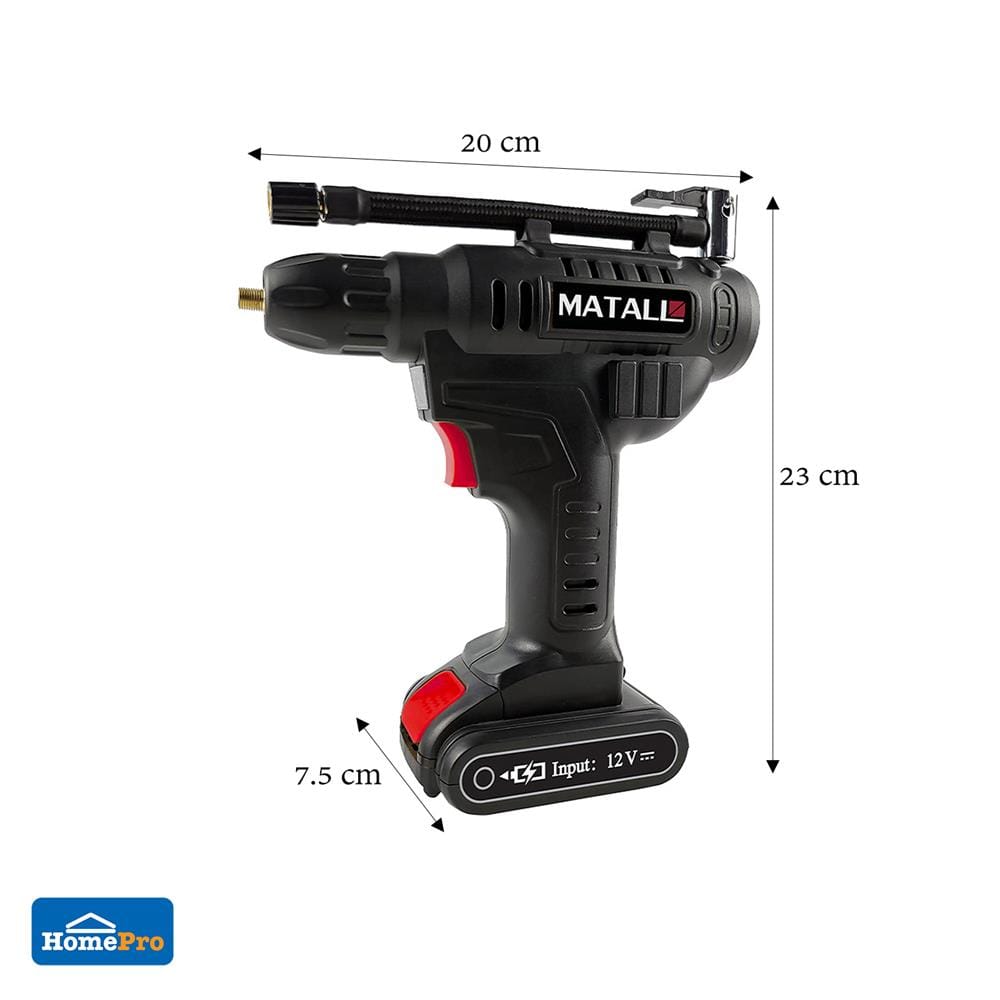 เครื่องสูบลมไฟฟ้าไร้สาย (แบตในตัว) MATALL 12 โวลต์ 120 วัตต์