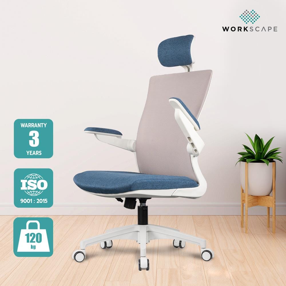 D.I.Y. เก้าอี้สุขภาพ WORKSCAPE LUNA SEA WCH-00005 สีขาว-น้ำเงิน