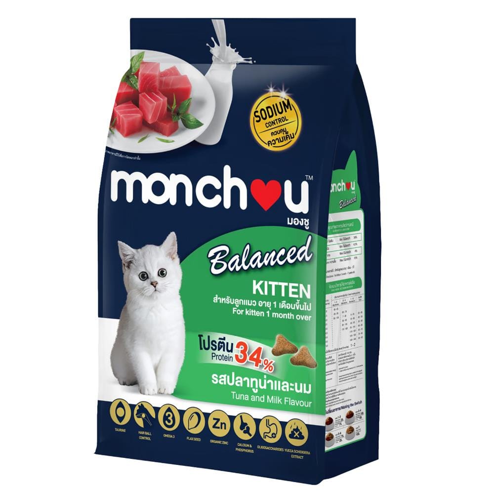 อาหารแมว MONCHOU BALANCED KITTEN TUNA AND MILK 1 กก.