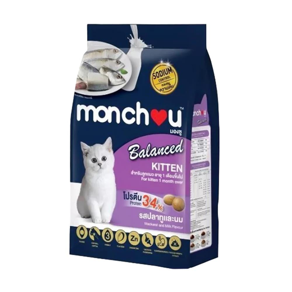 อาหารแมว MONCHOU MACKEREL AND MILK KITTEN 1 กก.