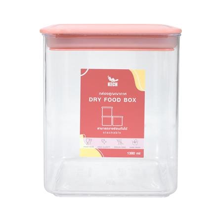 ขวดโหลเหลี่ยมฝาดึง KECH PASTEL 8134 1.38 ลิตร สีชมพู_0