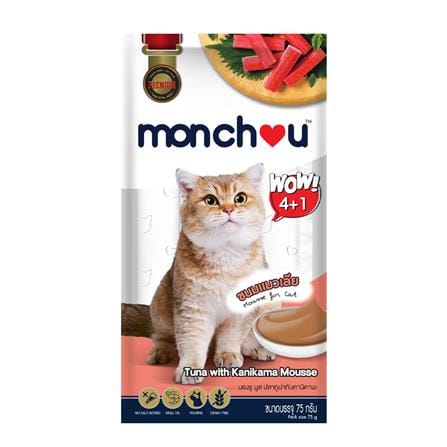 ขนมแมวเลีย MONCHOU TUNA WITH KANIKAMA แพ็ก 5 ชิ้น_0