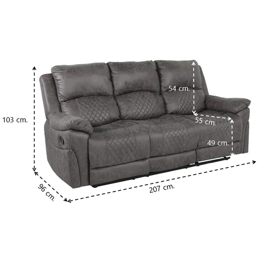 RECLINER 3 ที่นั่ง SB FURNITURE MONKI HQ-08 สีเทา