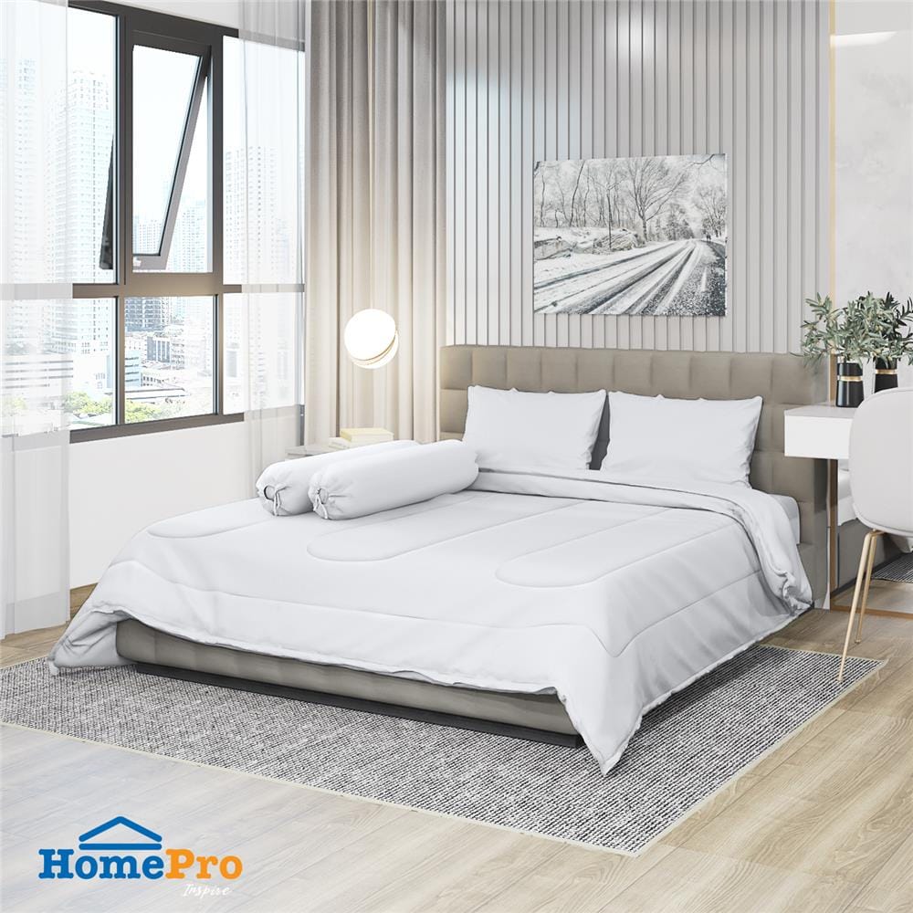 ชุดผ้าปูที่นอน 5 ฟุต 6 ชิ้น  HOME LIVING STYLE CLINIC สีขาว