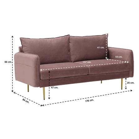 โซฟา 3 ที่นั่ง SB FURNITURE MINDCRAFT สีชมพู_4