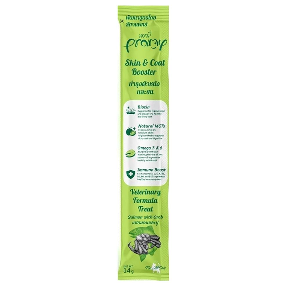 ขนมแมวเลีย PRAMY SKIN AND COAT BOOSTER SALMON WITH CRAB 14 ก.