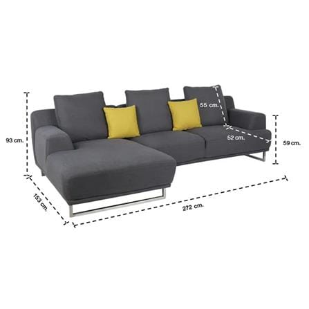 โซฟาเข้ามุมซ้าย SB FURNITURE GIRLY LA1502-16 สีเทาเข้ม_4