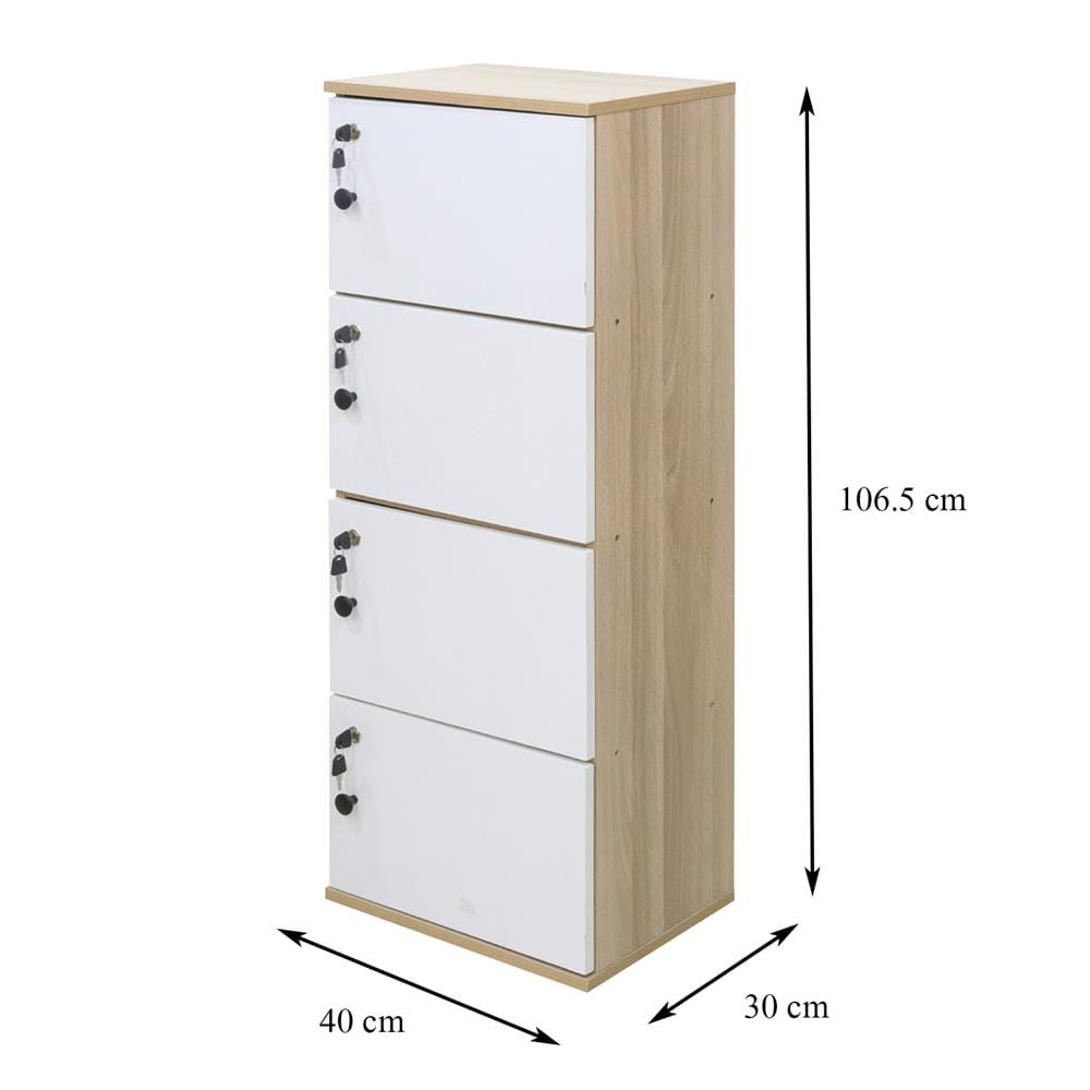 ตู้ล็อกเกอร์ 4 ช่อง FURDINI ANY 40 ซม. สีไวท์โอ๊ค/ขาว