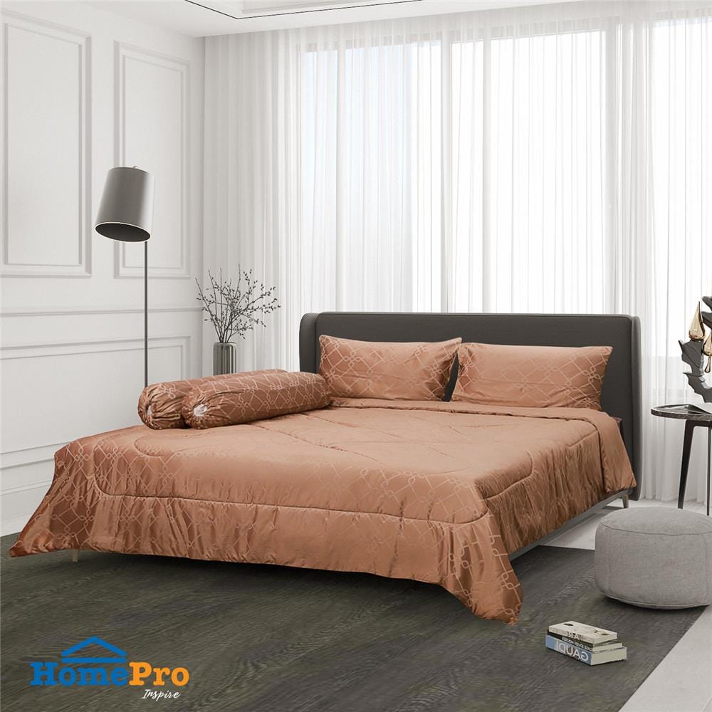 ชุดผ้าปูที่นอน 5 ฟุต 6 ชิ้น HOME LIVING STYLE MEMPHIS สีน้ำตาล