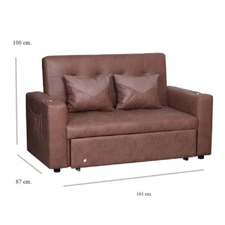 โซฟาเบด AS FURNITURE CHARLOTTE LBWU43 PU สีน้ำตาลอ่อน_6