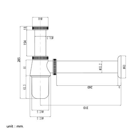 ท่อน้ำทิ้งอ่างล้างหน้ากระปุก DONMARK GL-5313  26 ซม._2