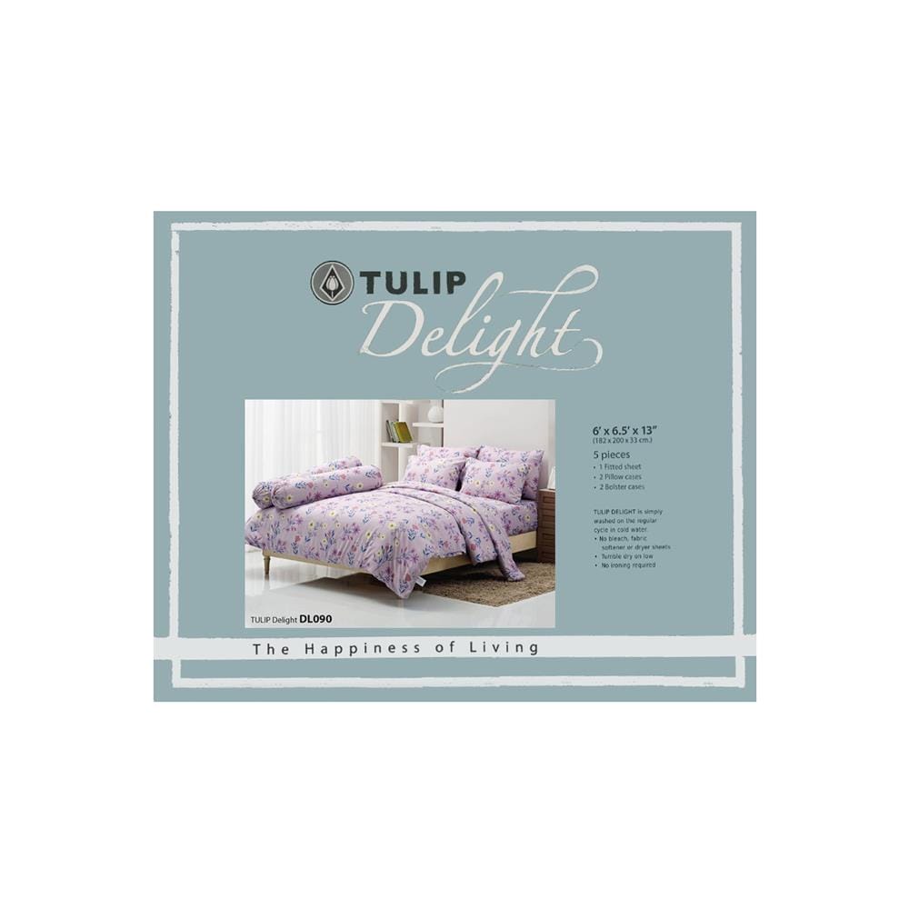 ชุดผ้าปูที่นอน 6 ฟุต 5 ชิ้น TULIP DELIGHT 60012-DL090