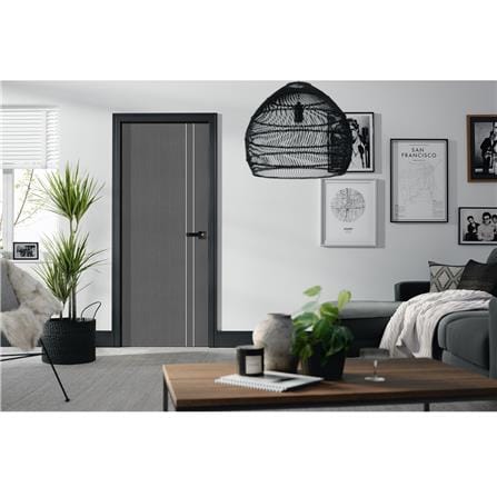 ประตูภายใน UPVC ECO-DOOR PE1 80x200 ซม. สีเทาเข้ม ไม่เจาะลูกบิด_2