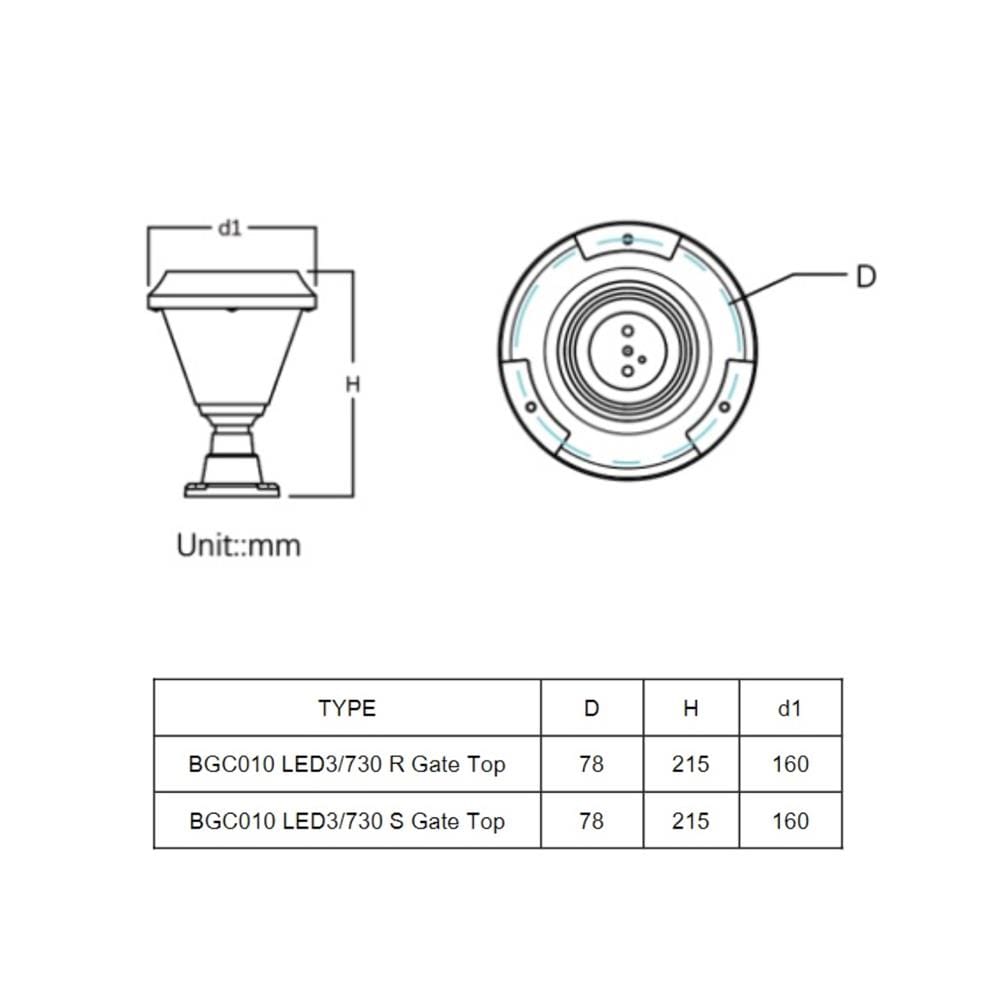 ไฟหัวเสา SOLAR PHILIPS BGC010 LED3/730 R GATE 2.1 วัตต์ WARM WHITE สีดำ