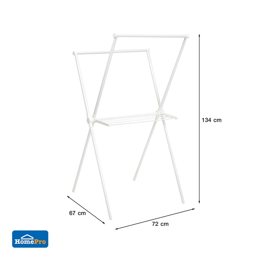 ราวแขวนผ้าขาไขว้พับได้ PLIM 72x67x134 ซม. สีขาว