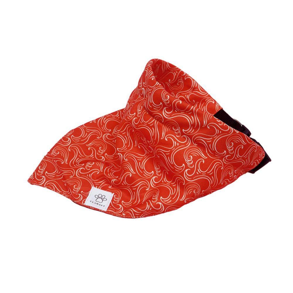 ผ้าพันคอสัตว์เลี้ยง CLAWSET ลายคลื่นญี่ปุ่น ไซซ์ S สีแดง