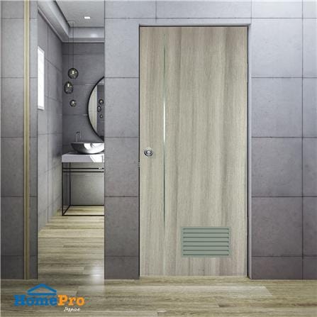 ประตูห้องน้ำ UPVC AZLE BN-01 เกล็ดล่าง 70X200 ซม. สีครีม ลายไม้ เจาะลูกบิด_4