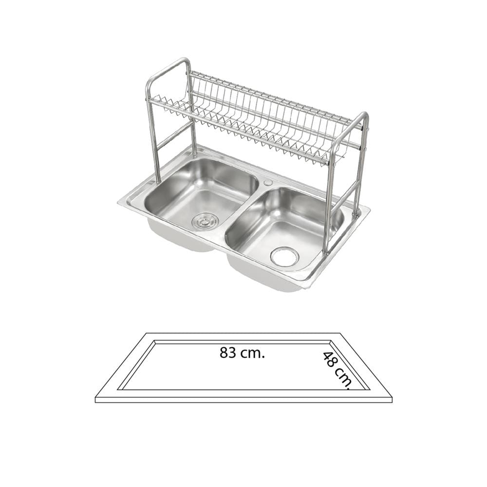 ซิงค์ฝัง 2 หลุม DYNA HOME DH-8550-B1 เงิน