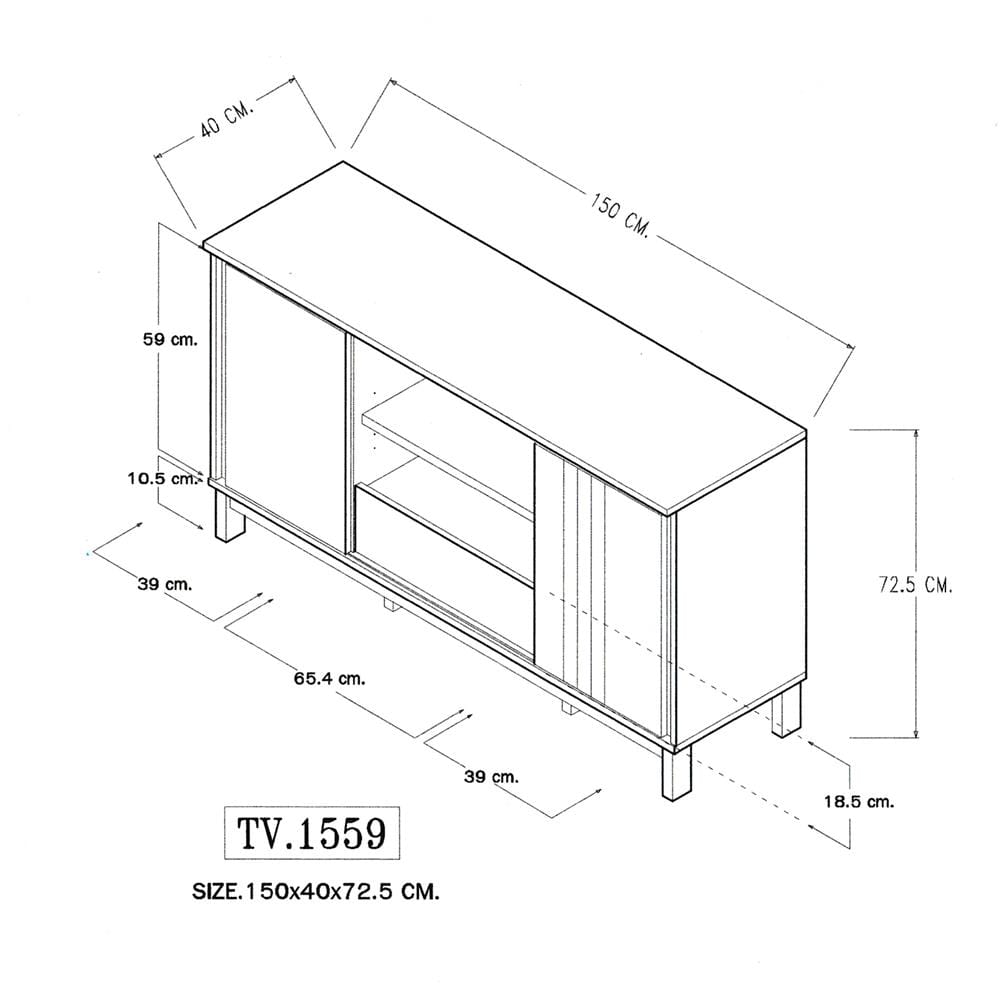 ตู้วางทีวี INHOME TV1559 150 ซม. สีเชสนัท/กราไฟท์