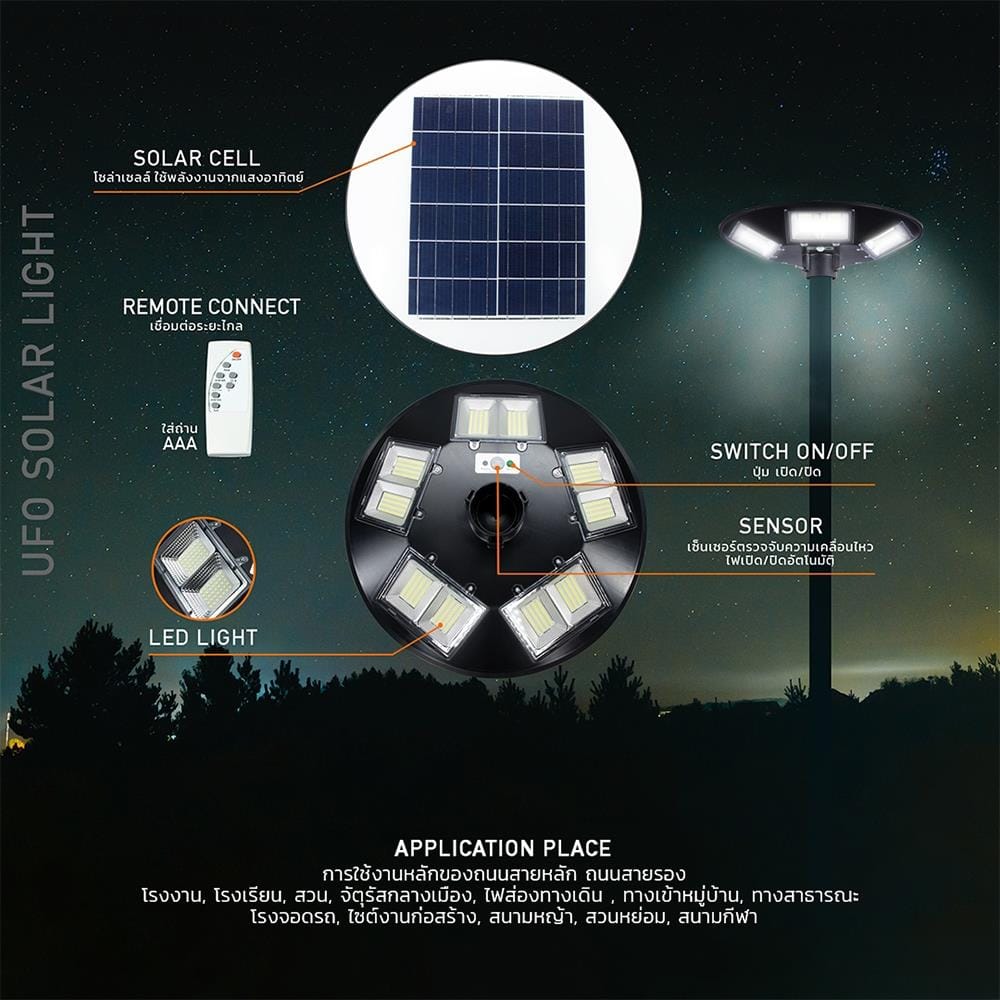 ไฟสนาม SOLAR LUMIRA LSC-500W 5000 วัตต์ DAYLIGHT สีดำ