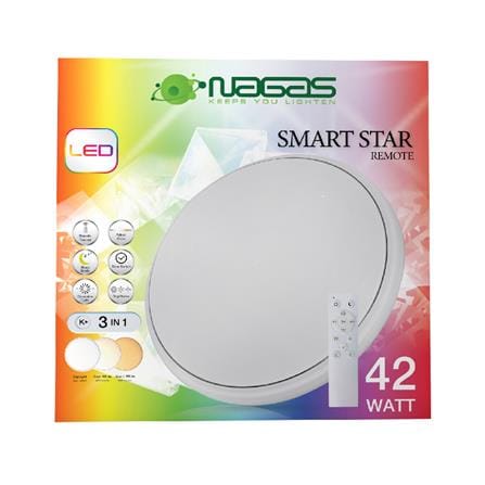 ไฟเพดาน LED NAGAS SMART STAR REMOTE 18 นิ้ว 42 วัตต์ DAYLIGHT/COOL WHITE/WARM WHITE สีขาว_4
